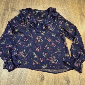 AliceBlue Sheer long sleeve Blouse Medium Romantic Cottagecore Dark Academia